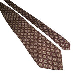 Hunting Horn Designer Tie Burgundy Cream Riggins Pattern Silk Mens Classic Wear
